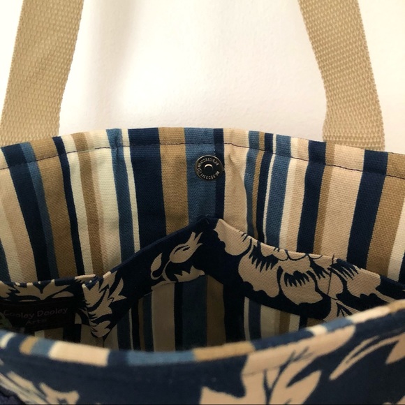 Navy Blue & Cream Floral Print Shoulder Bag Purse - Picture 4 of 4
